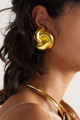 Knot Gold-Tone Clip Earrings, £570 | Saint Laurent