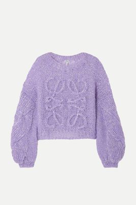 Anagram Embroidered Metallic Mohair-Blend Sweater from Loewe