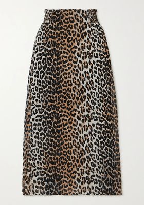 Leopard-Print Georgette Midi Skirt  from Ganni