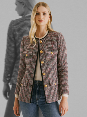 Cotton Blend Boucle Tweed Jacket, £395