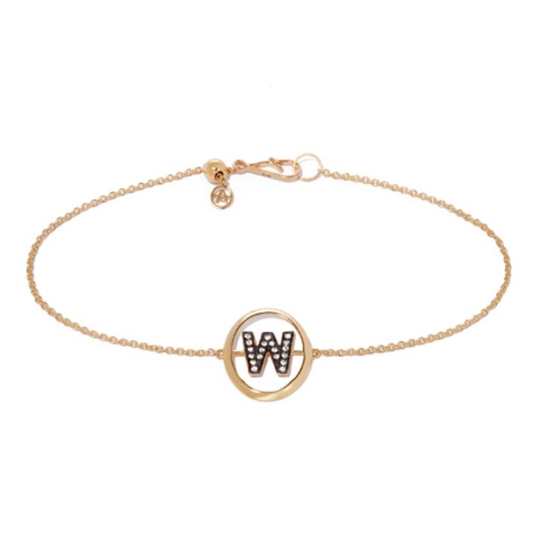 18ct Gold Diamond Initial W Bracelet