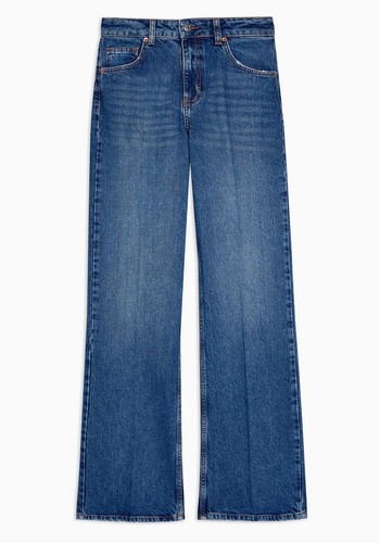 Mid Blue Relaxed Flare Jeans