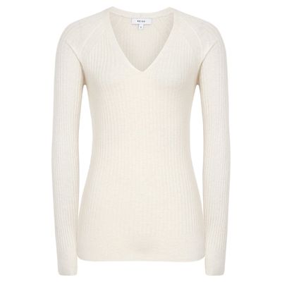 Ribbed V-Neck Jumper