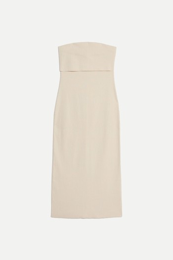 Cotton Rich Ribbed Bandeau Midi Dress