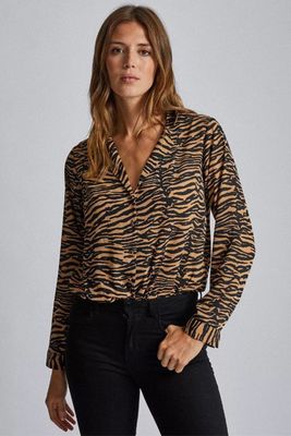 Brown Abstract Tiger Print Bodysuit