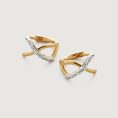 Riva Crossover Diamond Mini Huggie Earrings