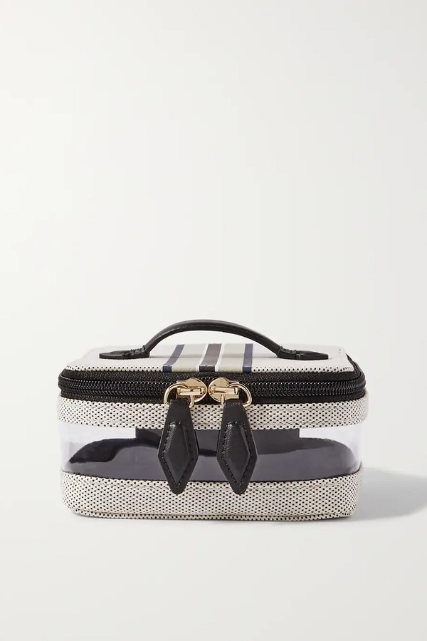 Mini Cabana See-All Rubber & Vegan Leather-Trimmed Canvas Cosmetics Case from Paravel