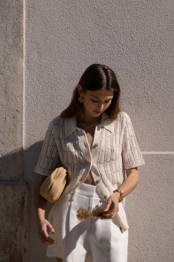 Savannah Short Sleeve Crochet Shirt, £148