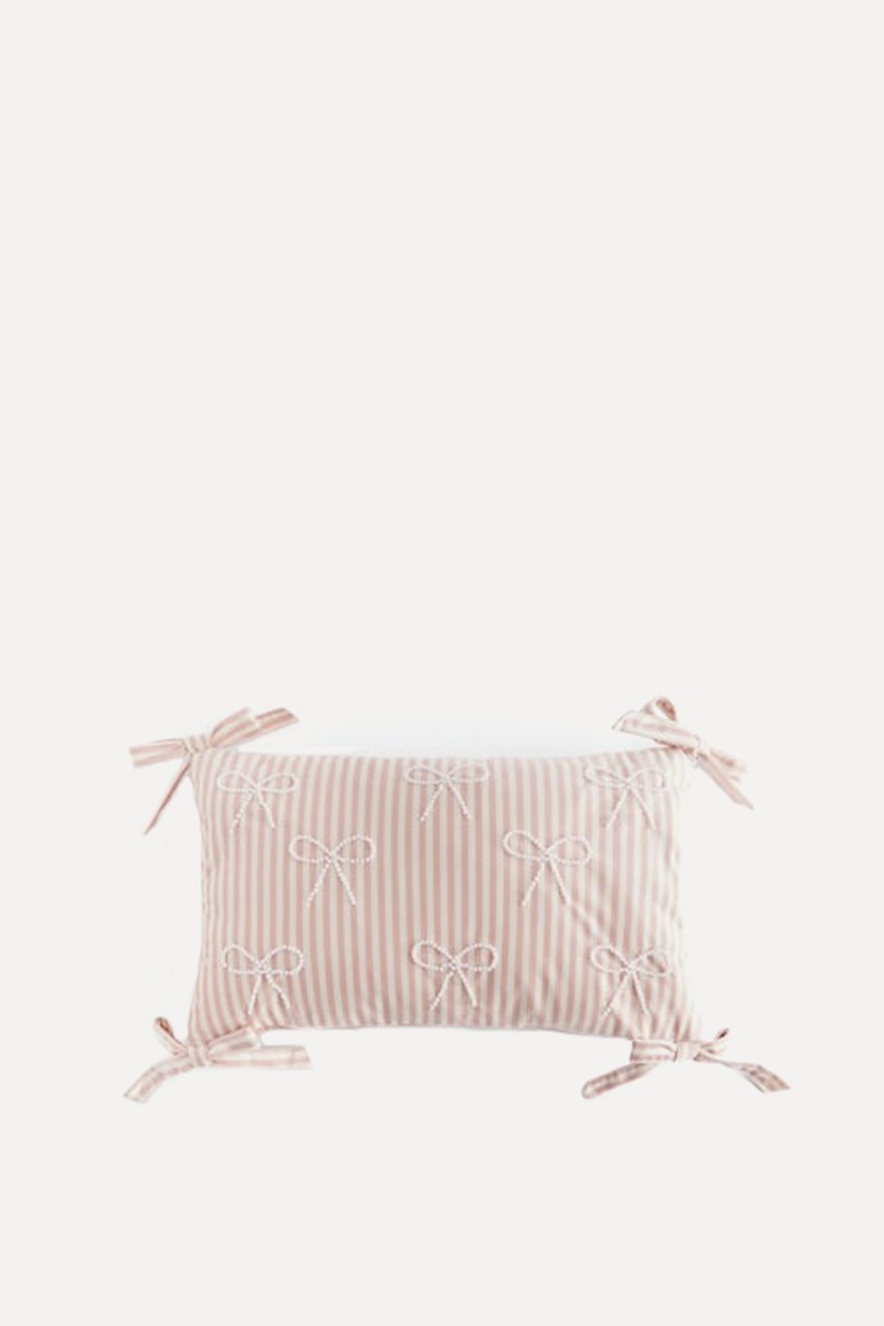 Velvet Embellished Bow Cushion from Next
