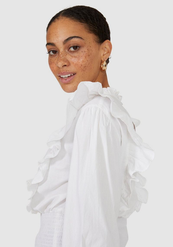 Long Sleeve Poplin Frill Top from Red Herring