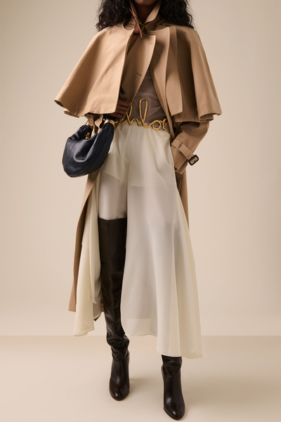 Classic Trench Coat In Cotton Gabardine With Cape