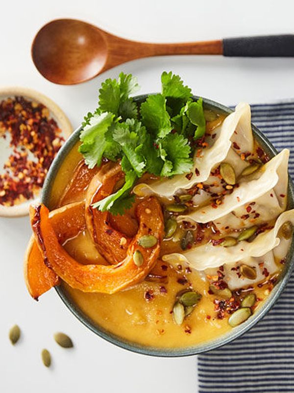 Butternut Squash Miso Soup With Vegetable Gyoza