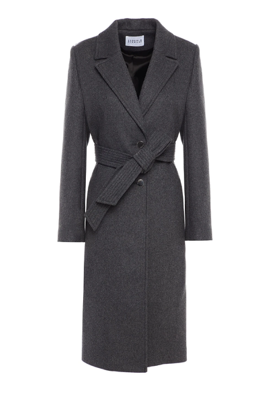 Belted Mélange Wool-Blend Felt Coat