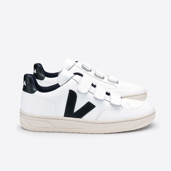 V-12 Velcro Leather Extra White Black
