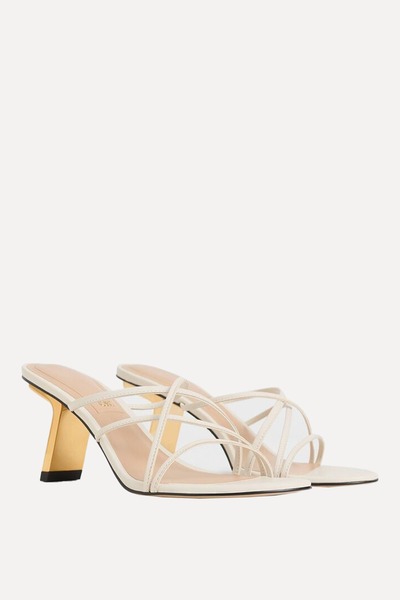 Orly Leather Strappy Slant-Heel Mules from Charles & Keith