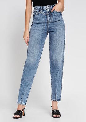 Denim High Rise Tapered Jeans