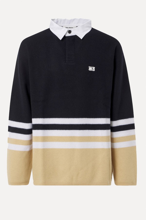 Cypher Striped Wool Polo Sweater