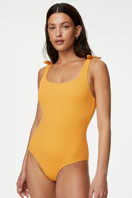 Textured Tie Shoulder Swimsuit  from M&S