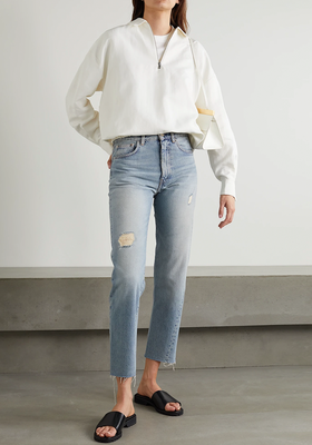 Original Distressed Mid-Rise Straight-Leg Jeans from Totême