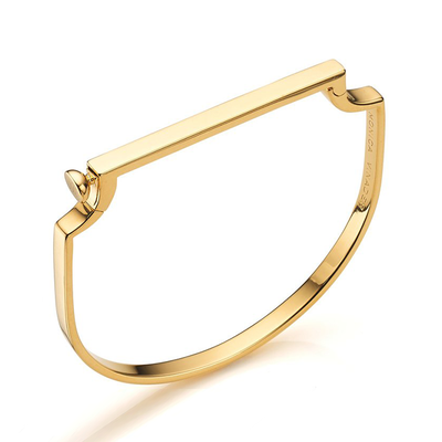 Gold Plated Vermeil Silver Signature Thin Bangle from Monica Vinader