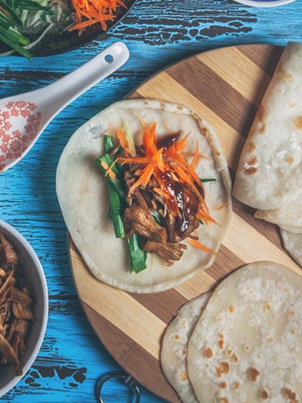 Peking Jackfruit Pancakes