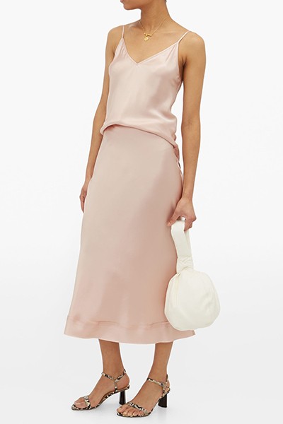 Stella Raw-Edged Silk-Satin Slip Skirt from Lee Mathews