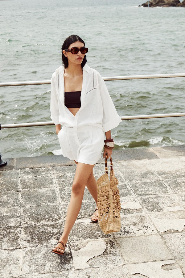  Wide Sleeve Lace Trim Shirt