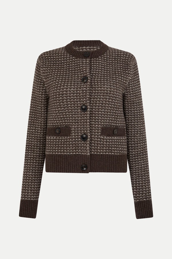 Rosebank Cashmere Tweed Cardigan in Walnut