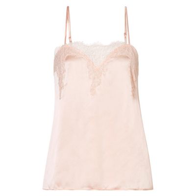 Sweetheart Lace-Trimmed Silk-Charmeuse Camisole from Cami NYC