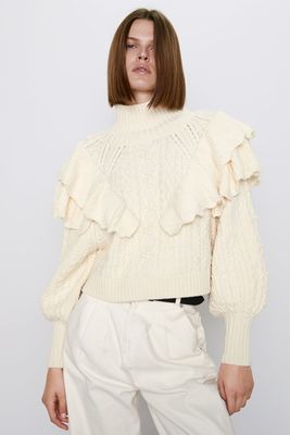 Cable-Knit Sweater With Ruffles from Zara