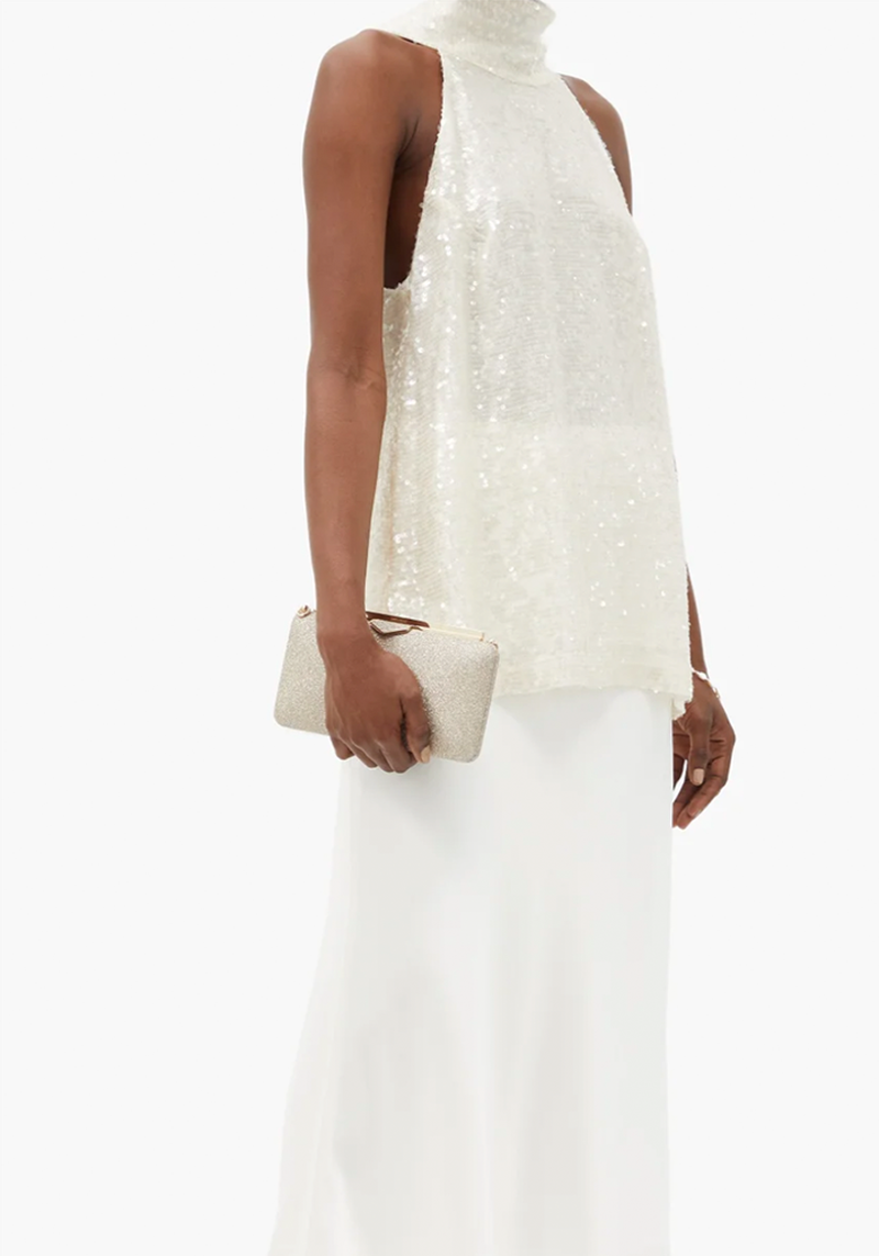 Moonlight High-Neck Sequinned Chiffon Top from Galvan 