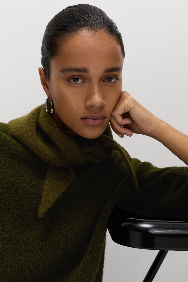 Wool Blend Textured Funnel Neck Jumper  from Marks & Spencer