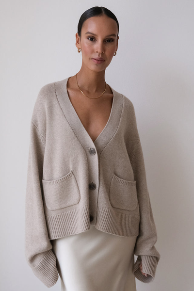 Beja Taupe Cardigan, £239 | Almada Label