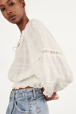 Off-the-Shoulder Blouse With Ties from Bershka