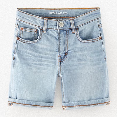 Regular Bleach Wash Denim Bermuda Shorts