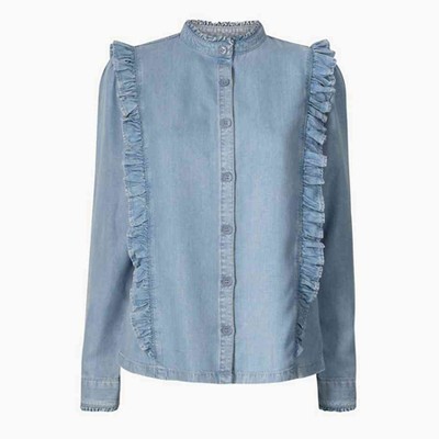 Denim Ruffle Shirt