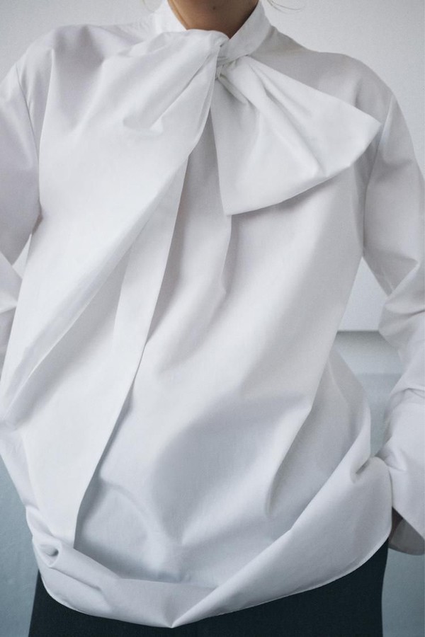 Poplin Shirt With Tie Detail