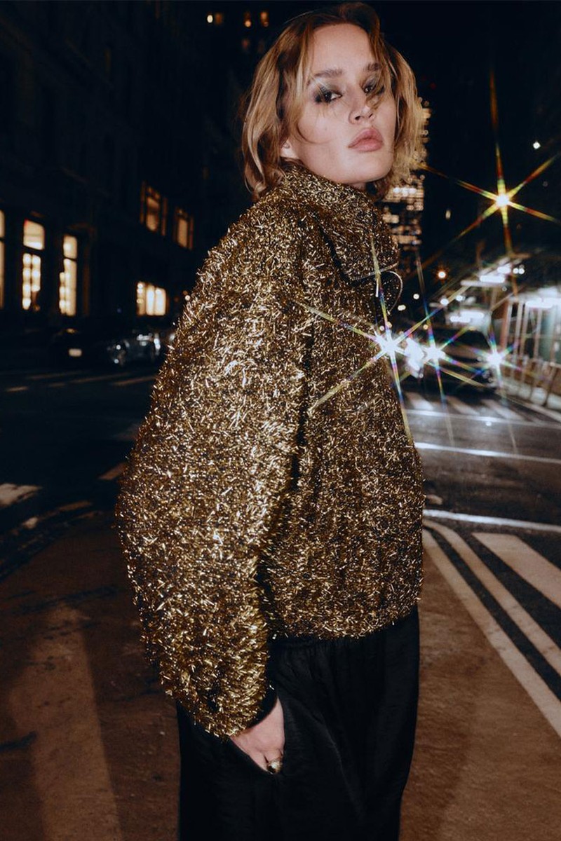 Metallic Thread Bomber Jacket from Zara