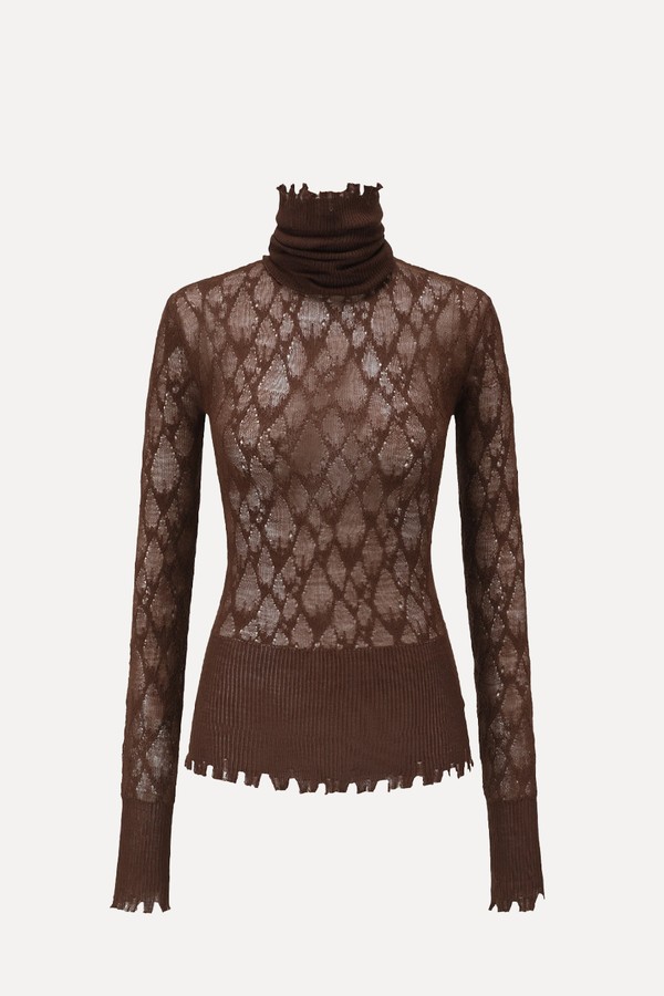 Checked Lace Knitted Top