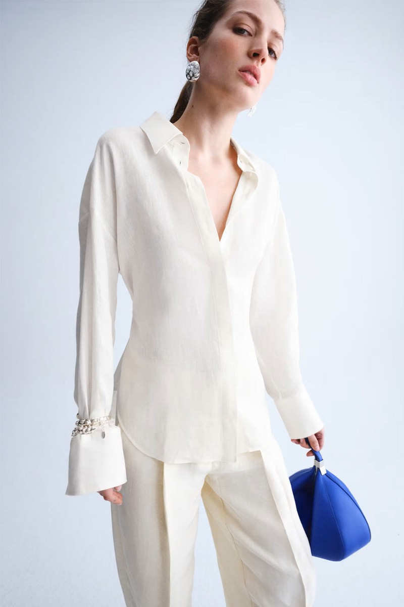 Linen Tie Blouse
