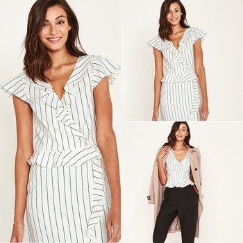 Pinstripe Frill Top