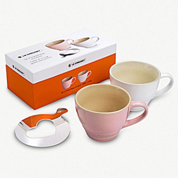 2 Grand Mugs & Heart Stencil from Le Crueset