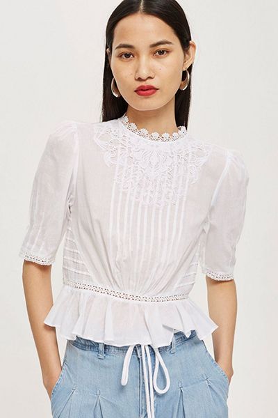 Lace Puff Sleeve Top from Topshop