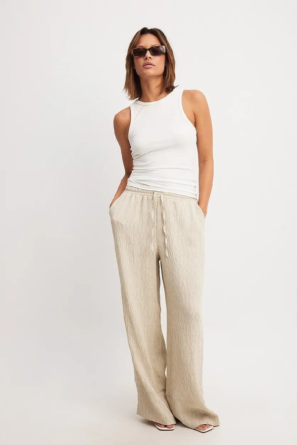 Structured Elastic Waist Trousers