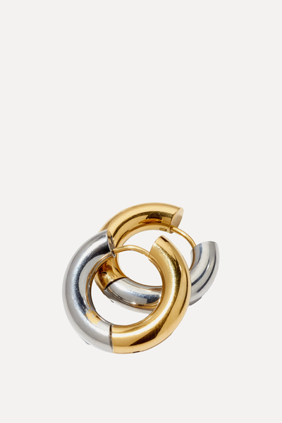 Two-Tone 18kt Gold & Rhodium-Plated Hoop Earrings from Fallon