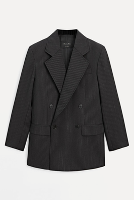 Double-Breasted Striped Suit Blazer from Massimo Dutti