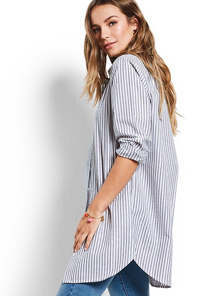 Striped Metallic Boyfriend Shirt