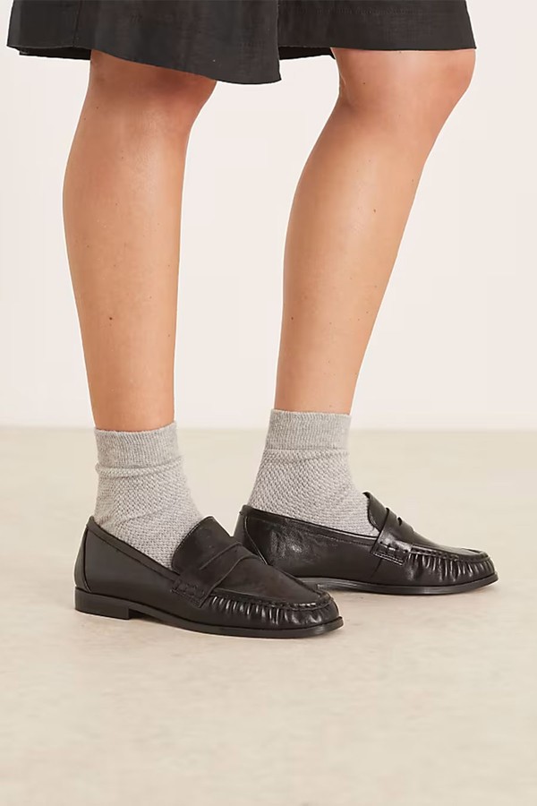 Wide Fit Minnie Ruched Detail Loafers from aSOS DESIGN