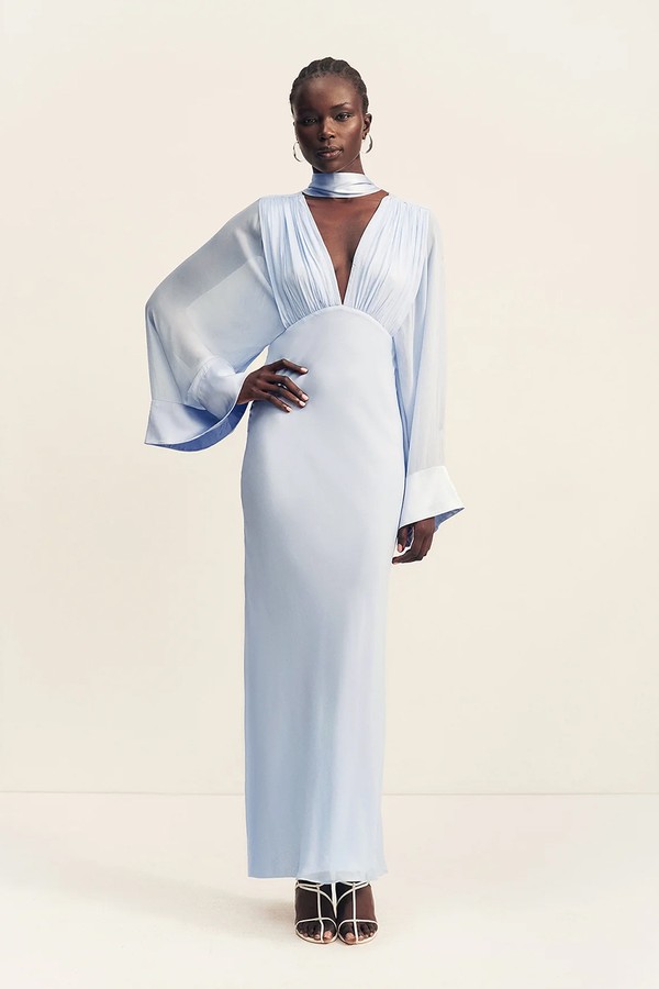 Edie Flared Sleeve Maxi Dress With Scarf from Shona Joy