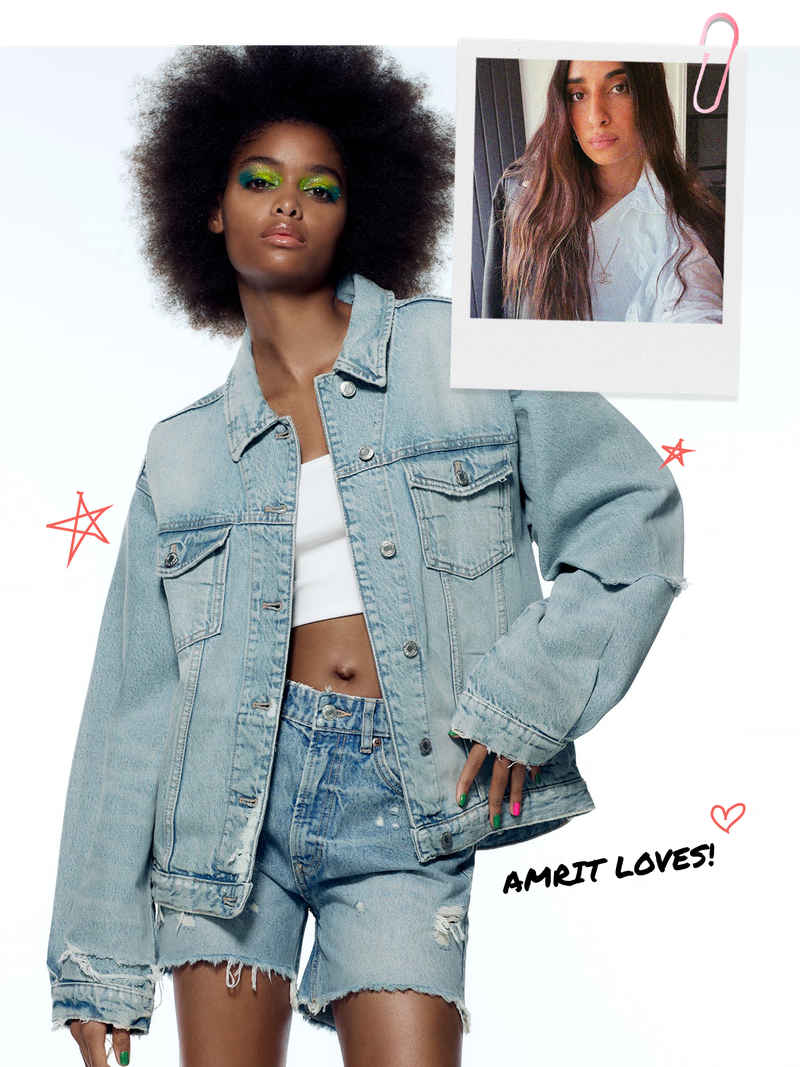 Oversized Ripped Denim Jacket from Zara